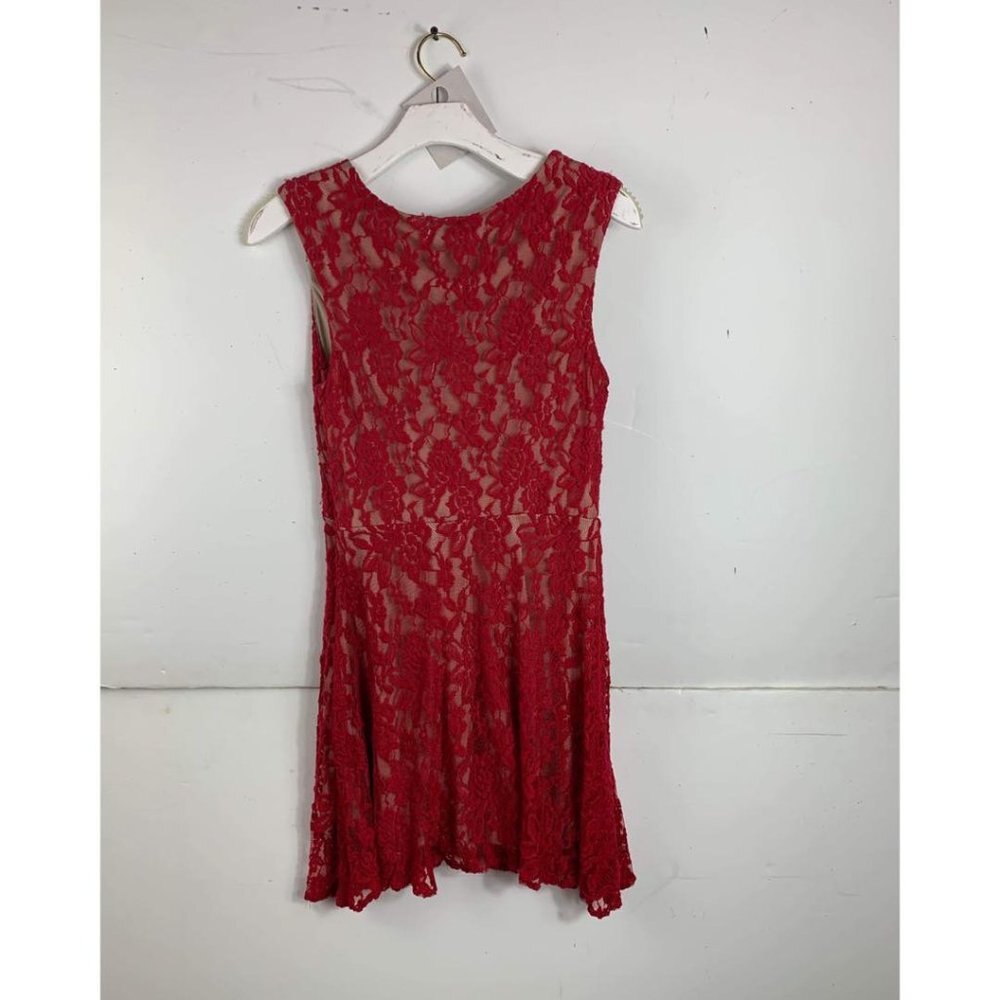 Anthropologie Eva Franco Mini Sleeveless Elegant Red Lace Dress - Picture 2 of 2